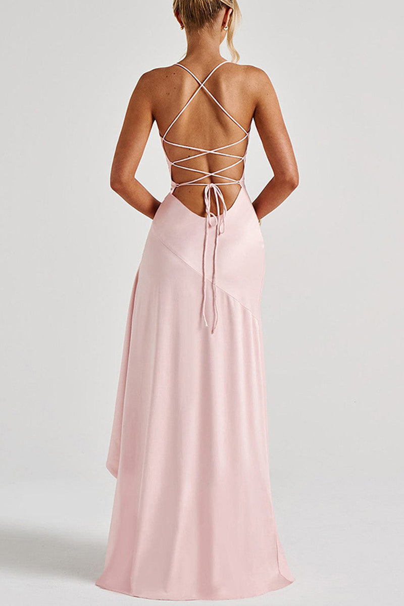 Asymmetrical High-Low Forged Chiffon Dress 954200659160