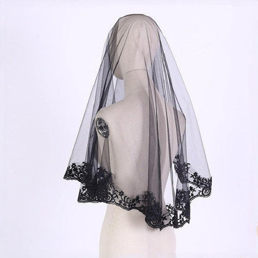 Black rose lace veil  882304078