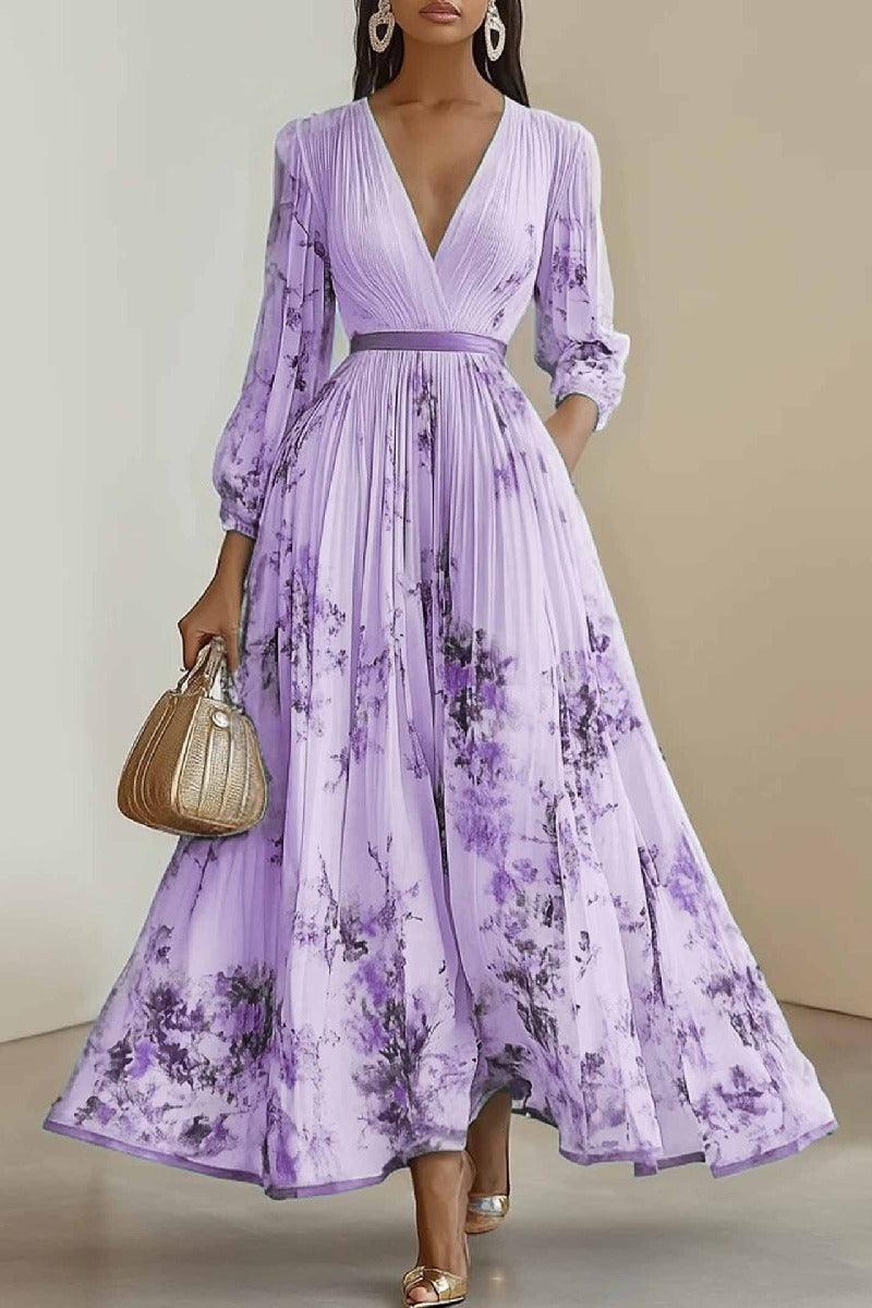 A-Line Tea Length Chiffon Wedding Guest Dress 891554880016 - 10 Days / Light Purple / S - COCOMELODY