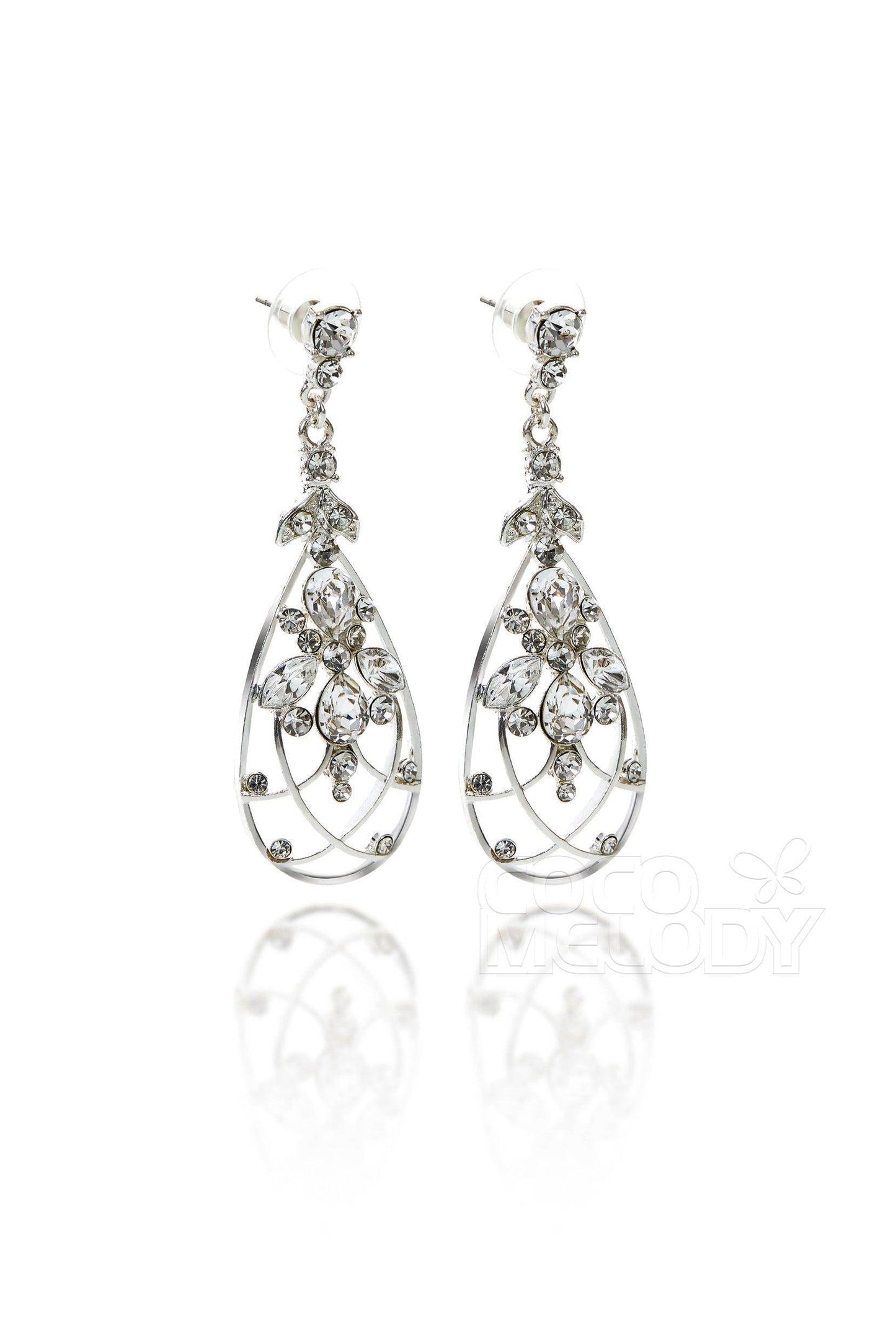 Silver Cloud Alloy Wedding Earrings with Rhinestone HG17010 - COCOMELODY