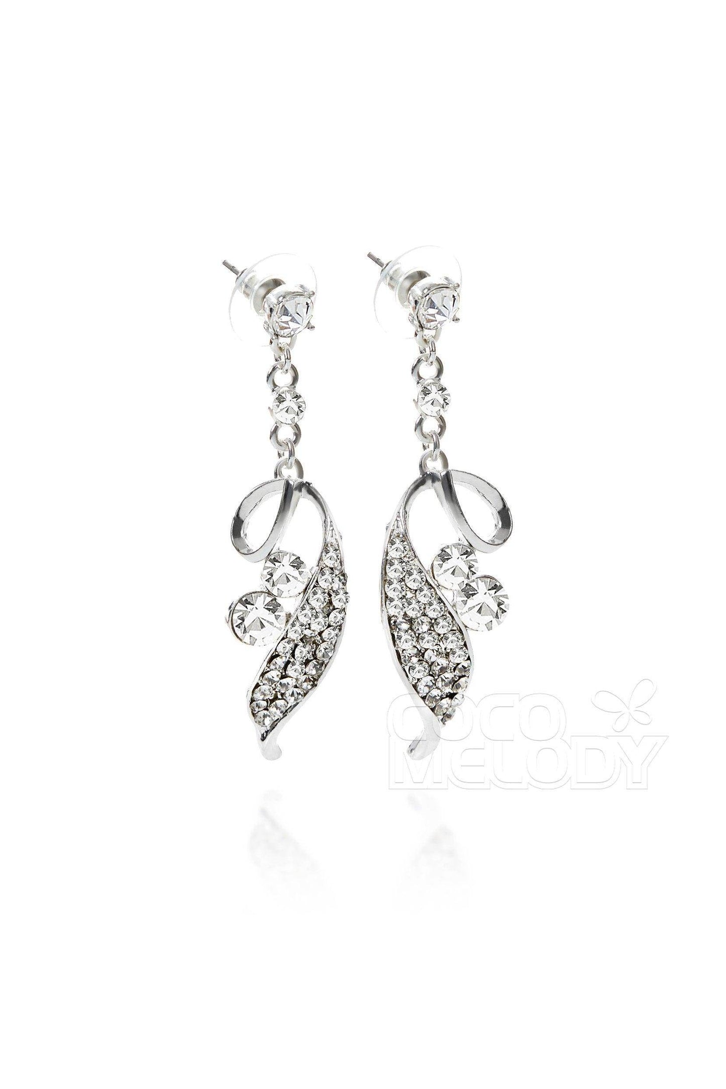 Silver Cloud Alloy Wedding Earrings with Rhinestone HG17009 - COCOMELODY