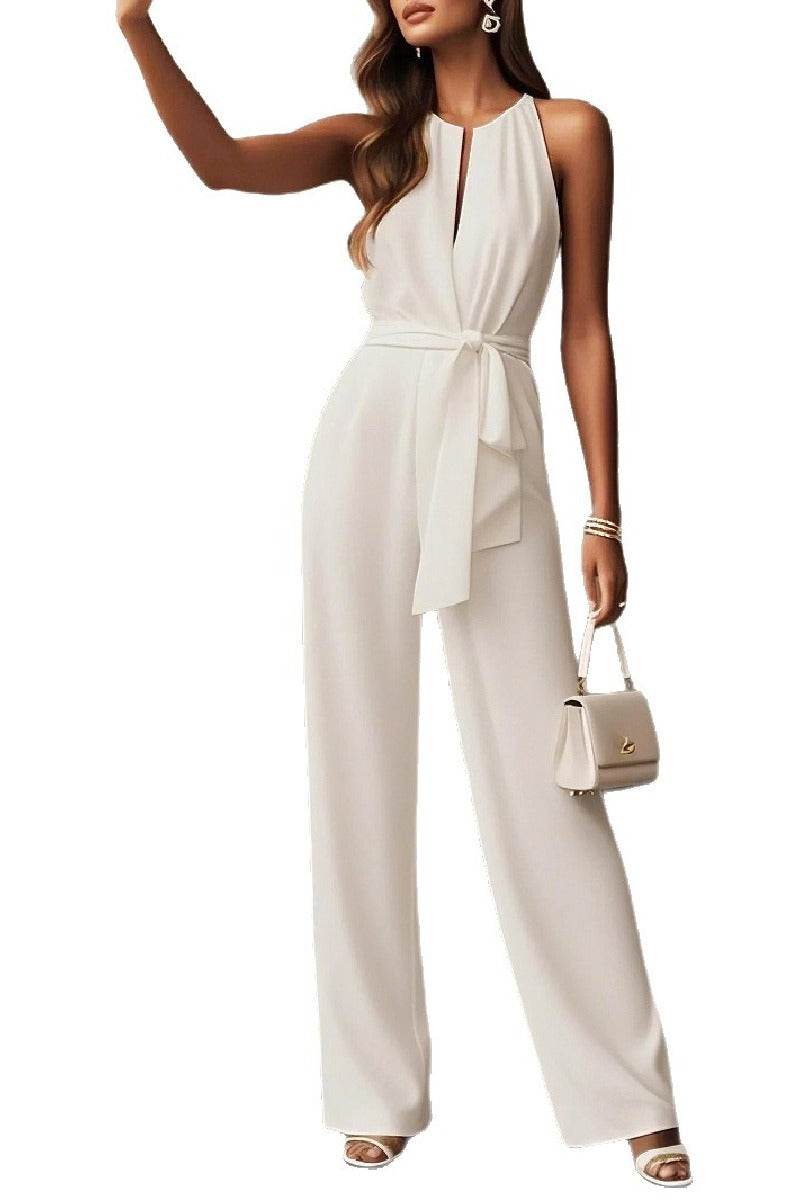 Halter Floor Length Elastic Cloth Wedding Jumpsuit 949852323242 - COCOMELODY