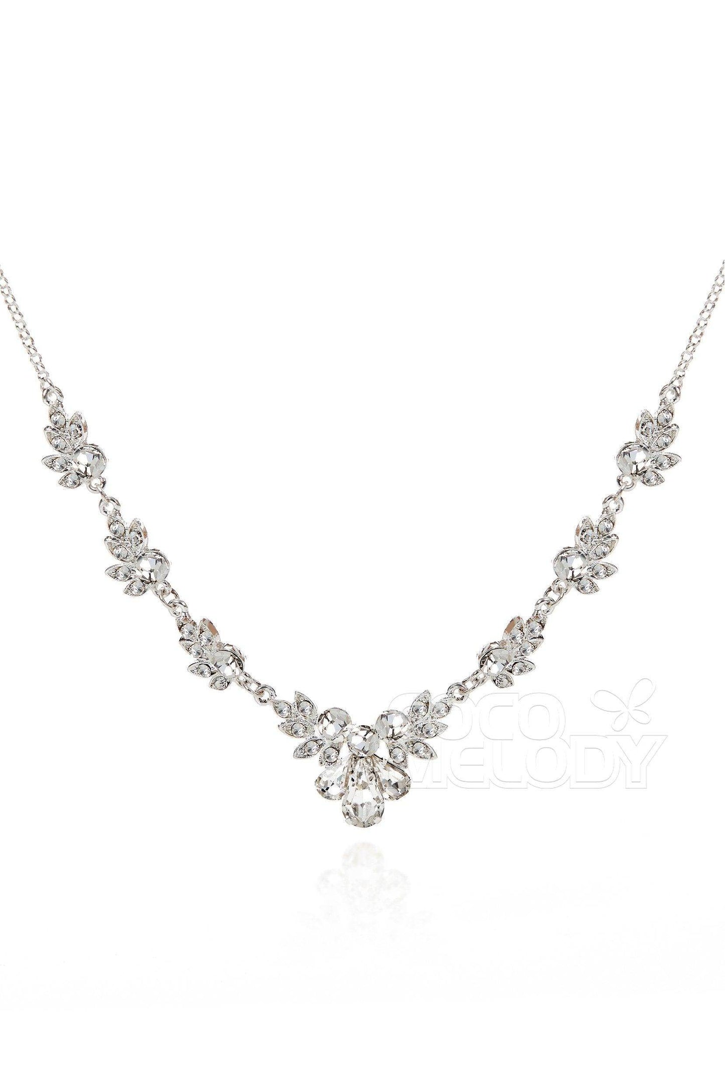 Zircon Wedding Necklace and Earrings Jewelry JS17010 - COCOMELODY