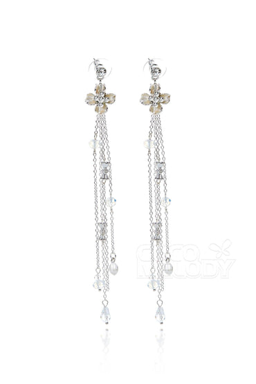 Silver Cloud Alloy Wedding Earrings with Rhinestone HG17002 - COCOMELODY