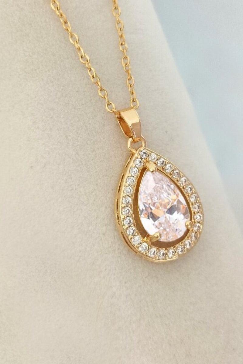 Clear Teardrop CZ Pendant Necklace Stainless Steel 919133471194 - 7 Days / As Picture - COCOMELODY