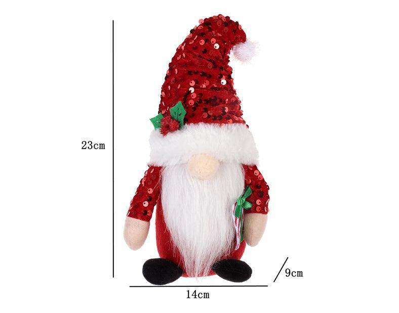 Christmas adornment adornment sequin hat faceless doll Rudolph doll 819050525129 - COCOMELODY