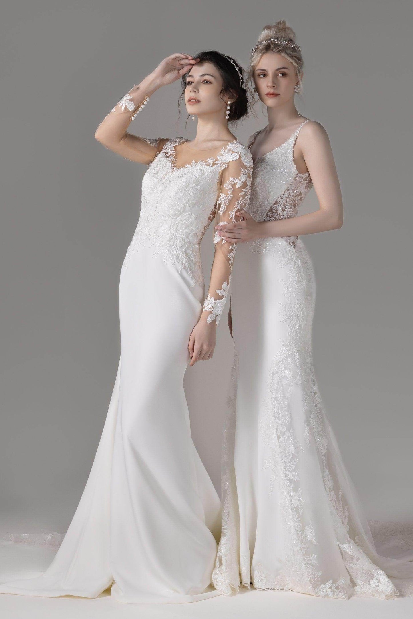 Trumpet-Mermaid Chapel Train Lace Wedding Dress CW2801 - COCOMELODY