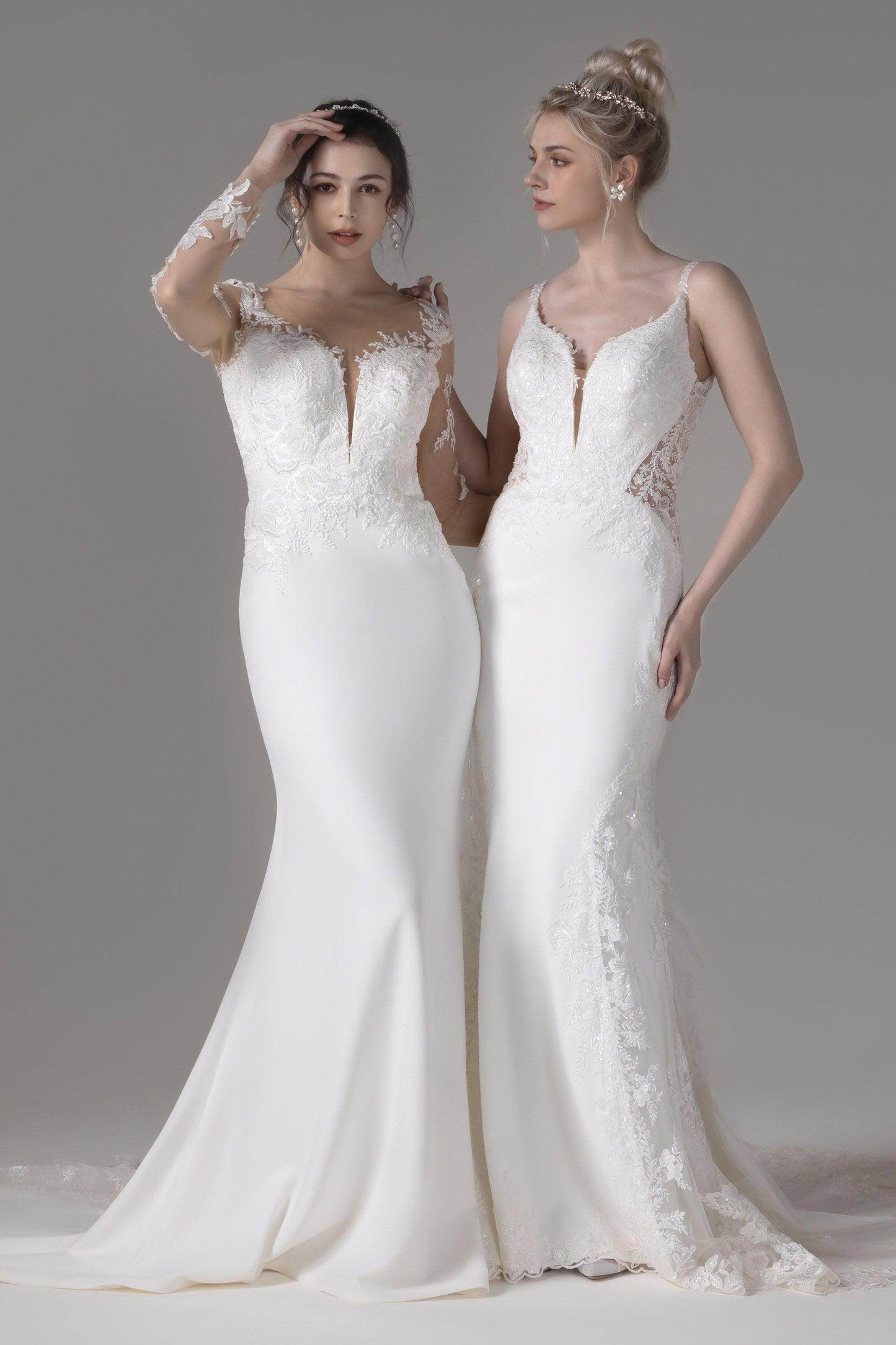 Trumpet-Mermaid Chapel Train Lace Wedding Dress CW2801 - COCOMELODY