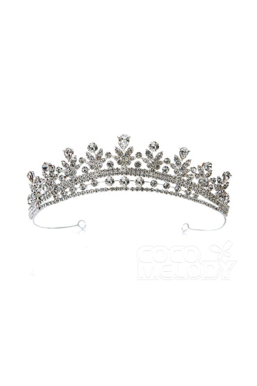 Charming Cubic Zirconia Tiara with Rhinestone CR17005 - COCOMELODY