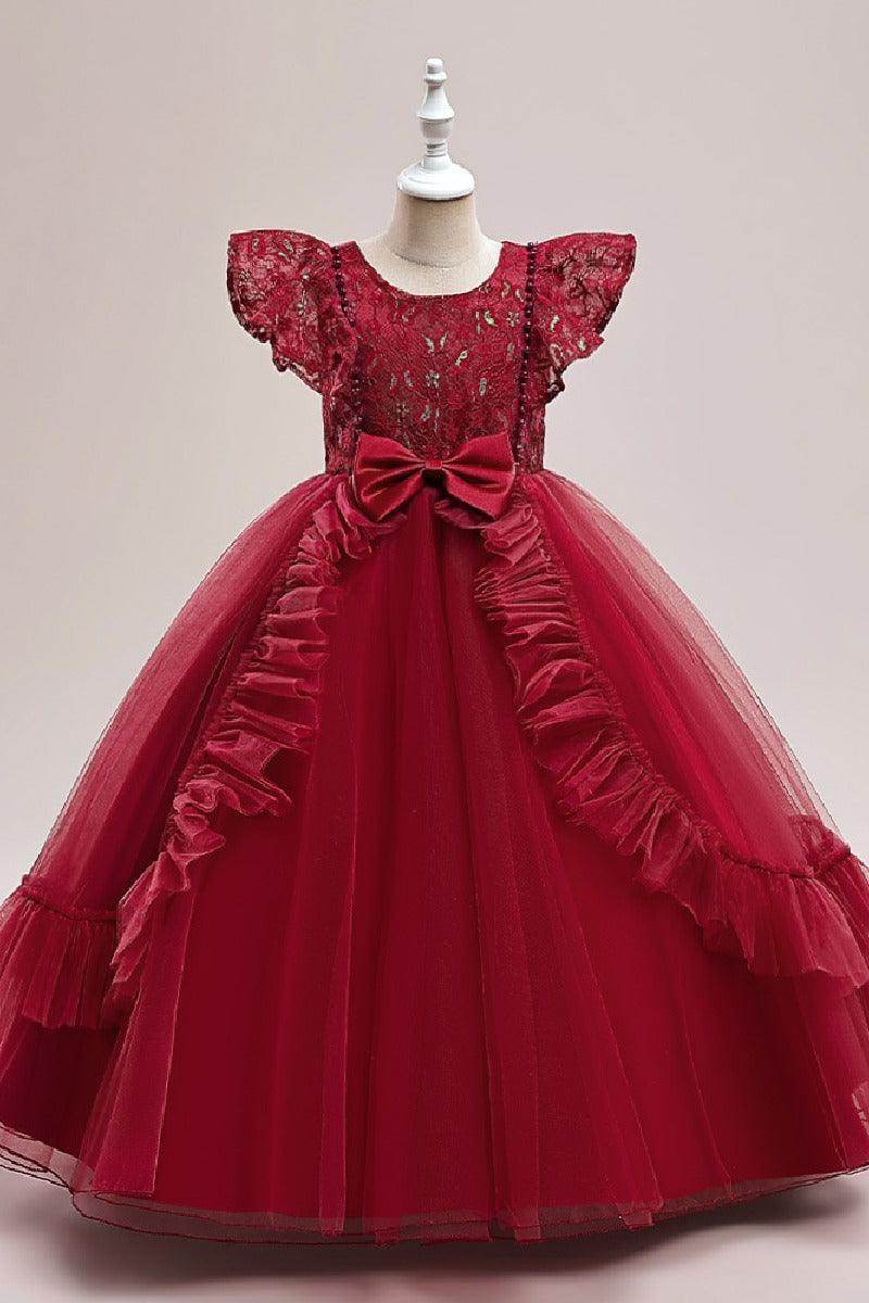 A-Line Scoop Neck Sleeveless Tea-Length Lace/Tulle Flower Girl Dresses 748862644678 - COCOMELODY