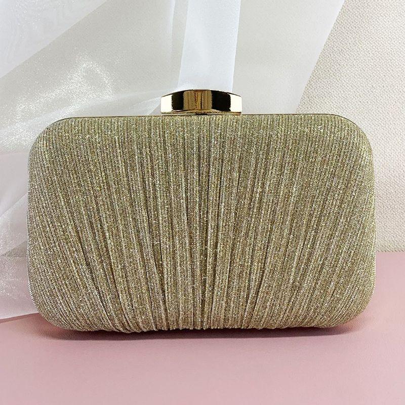 Elegant Shimmer Pleated Evening Clutch Bag Multi-Color 702952235325 - 7 Days / Gold - COCOMELODY