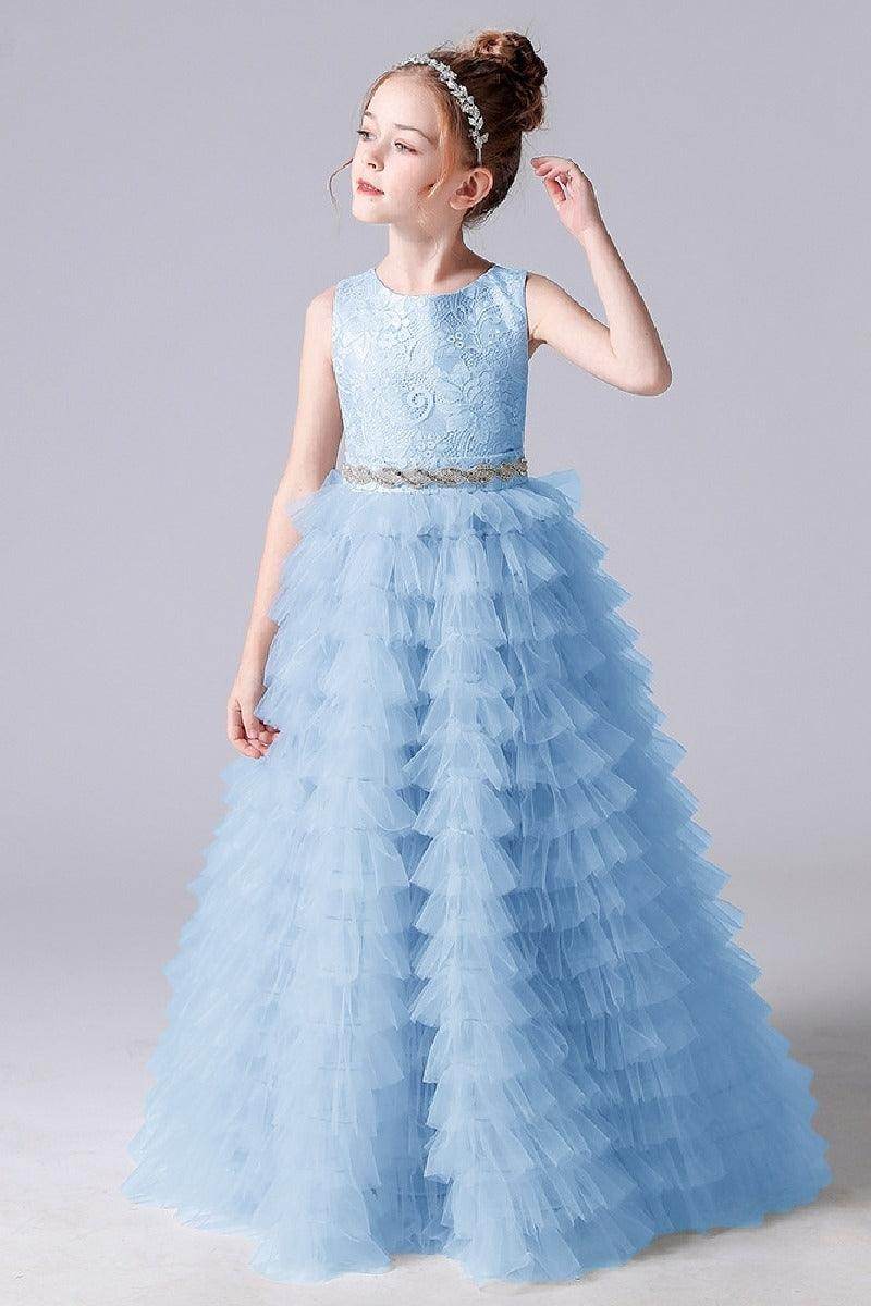 A-line/Princess Scoop Neck Sleeveless Tulle Flower Girl Dress 671801710383 - COCOMELODY