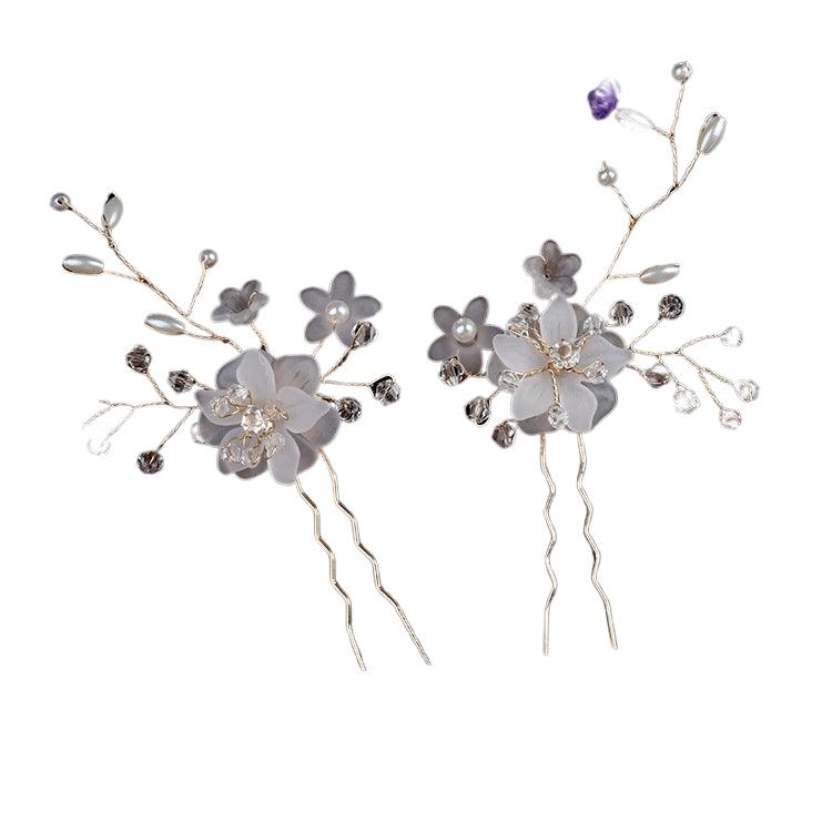 Bridal headwear Handmade flower Bridal accessories Wedding Hairpin Hair fork accessories 643526251684 - COCOMELODY