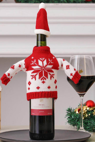Christmas decorations wine knit bottle set holiday scene layout 807308392160 - COCOMELODY