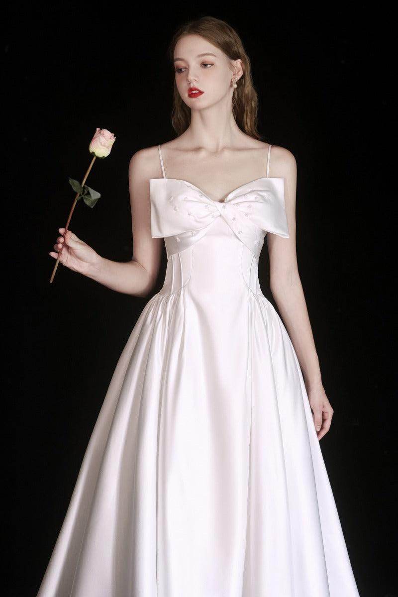 A-Line Ankle Length Satin Wedding Dress 786848999314 - COCOMELODY