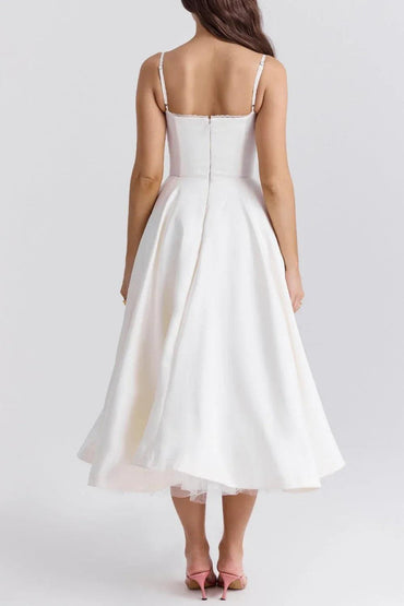 A-line Midi Satin Formal Evening Dresses 803510185058 - COCOMELODY