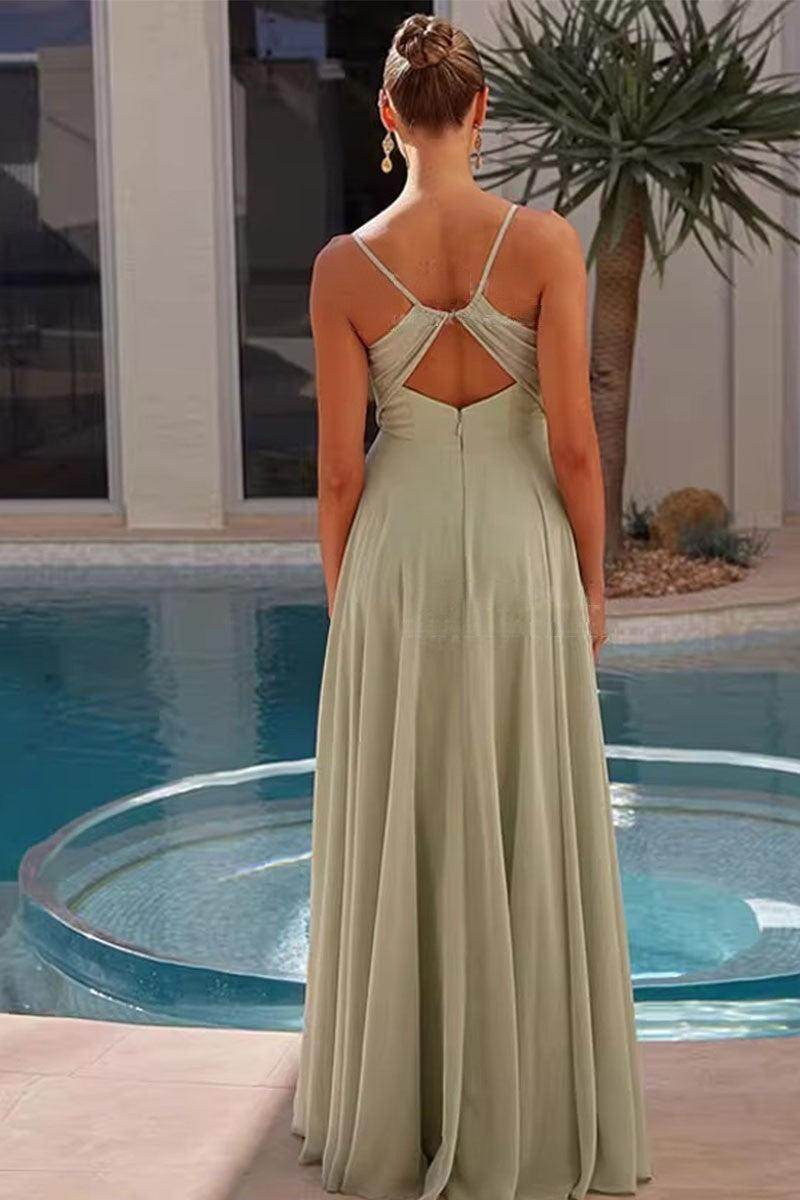 A-Line Maxi Chiffon Bridesmaid Dress 837521191592 - COCOMELODY