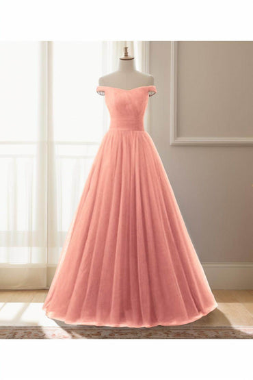 A-Line Floor Length Tulle Prom Dress CS0459 - COCOMELODY