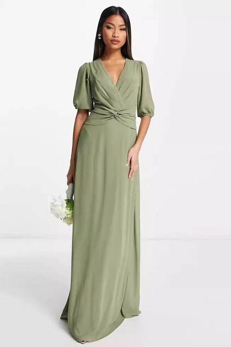 A-Line Maxi Chiffon Bridesmaid Dress 837521191592 - COCOMELODY