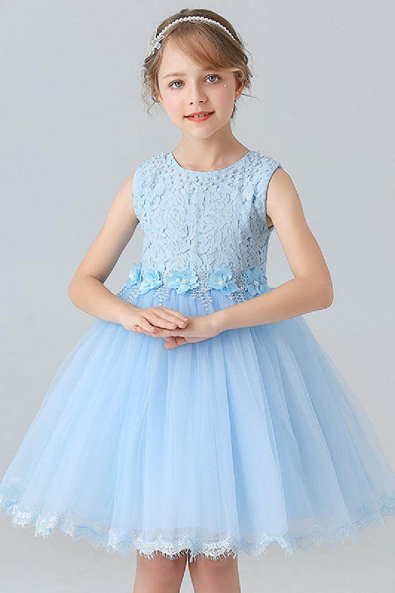 Ball-Gown Scoop Neck Sleeveless Mini Tulle Flower Girl Dresses 729126795007 - COCOMELODY