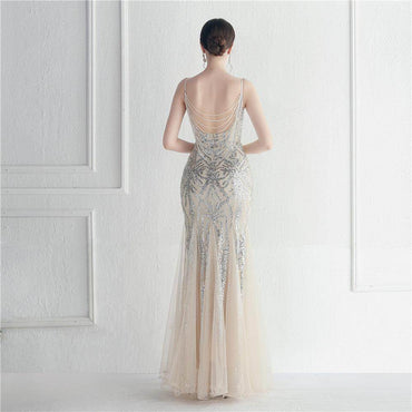 Trumpet-Mermaid Floor Length Sequins Dress 721888960721 - COCOMELODY