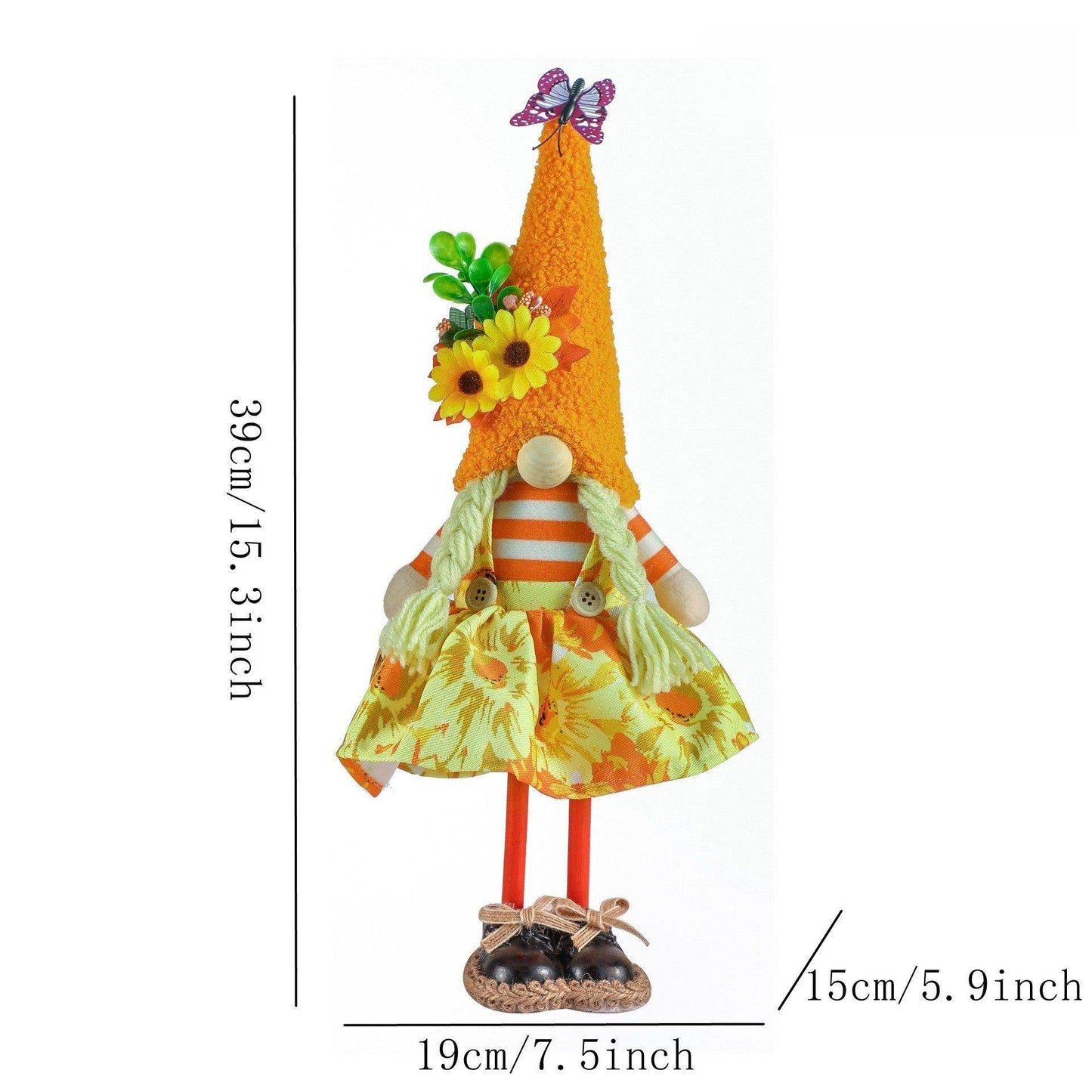 Christmas Thanksgiving harvest Festival cloth standing pose sunflower skirt no face doll doll decoration 775310140962 - COCOMELODY