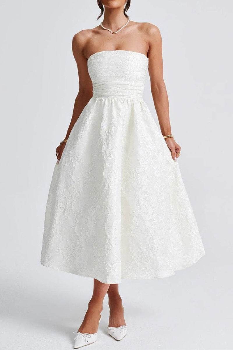 A-Line Midi Jacquard Dress 885712252250 - COCOMELODY