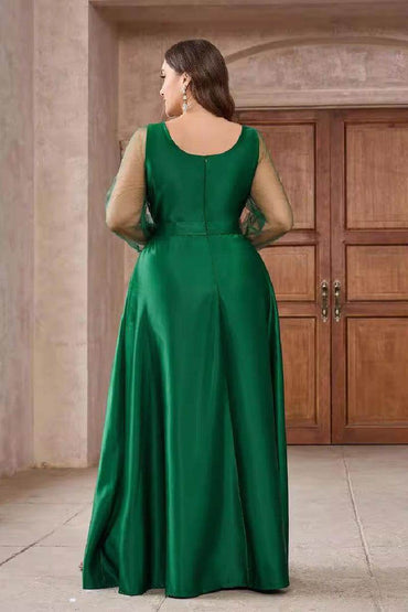 A-Line Floor Length Satin dress 829286840562 - COCOMELODY