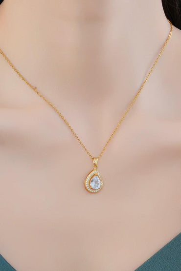 Clear Teardrop CZ Pendant Necklace Stainless Steel 919133471194 - 7 Days / As Picture - COCOMELODY