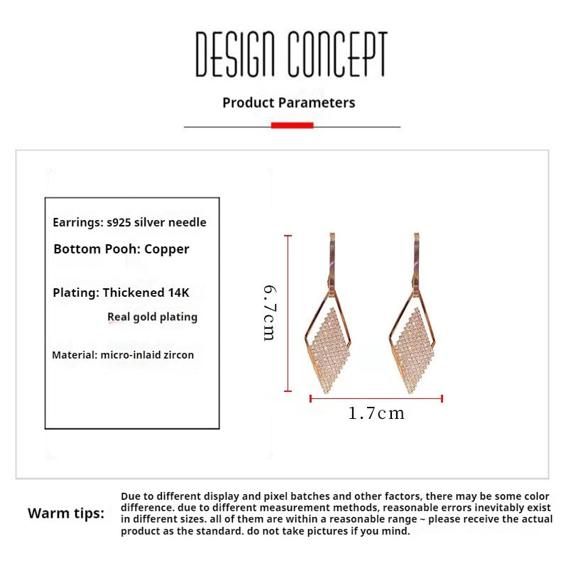 Full diamond geometric earrings 651717894595 - COCOMELODY
