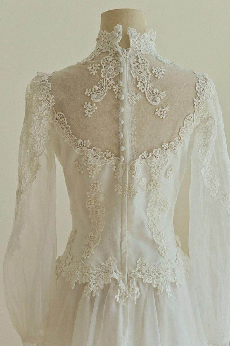A-Line Sweep-Brush Train Organza Wedding Dress 751725158873 - COCOMELODY