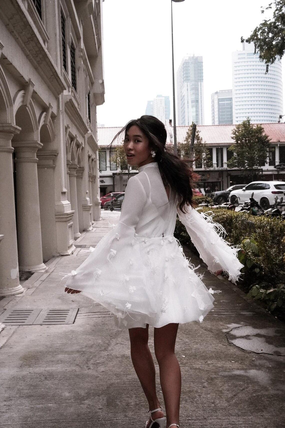 A-Line Short-Mini Chiffon Tulle Little White Dress 100021 - 15 Days / Ivory / US0-UK2-EUR30 - COCOMELODY