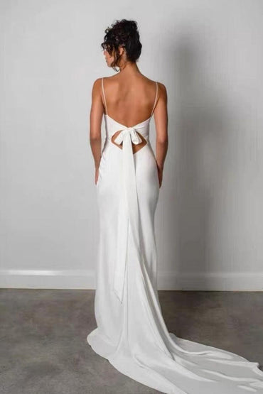 Sheath-Column Sweep-Brush Train Chiffon Little White Dress 100038 - 15 Days / Ivory / US0-UK2-EUR30 - COCOMELODY
