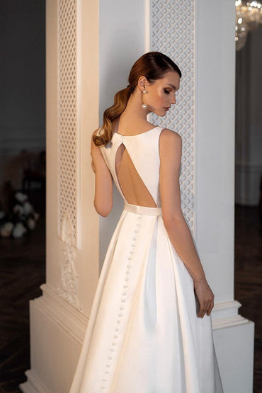 A-Line High-Low Satin Little White Dress 100047 - 15 Days / Ivory / US0-UK2-EUR30 - COCOMELODY