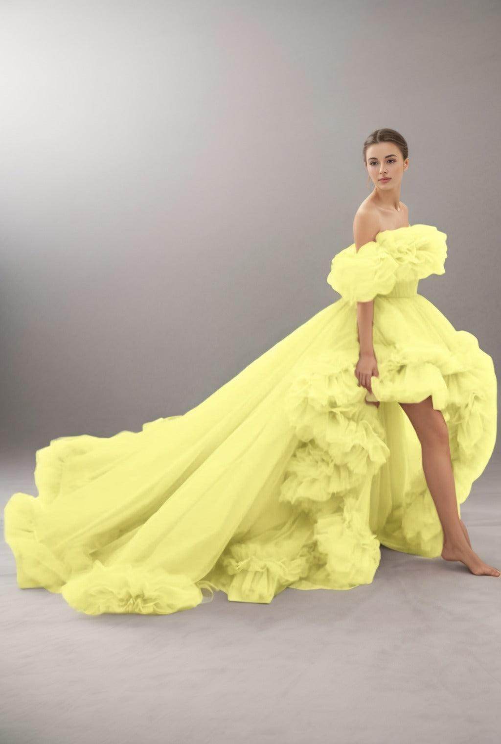 A-Line Court Train Tulle Prom Dress CS0406 - COCOMELODY