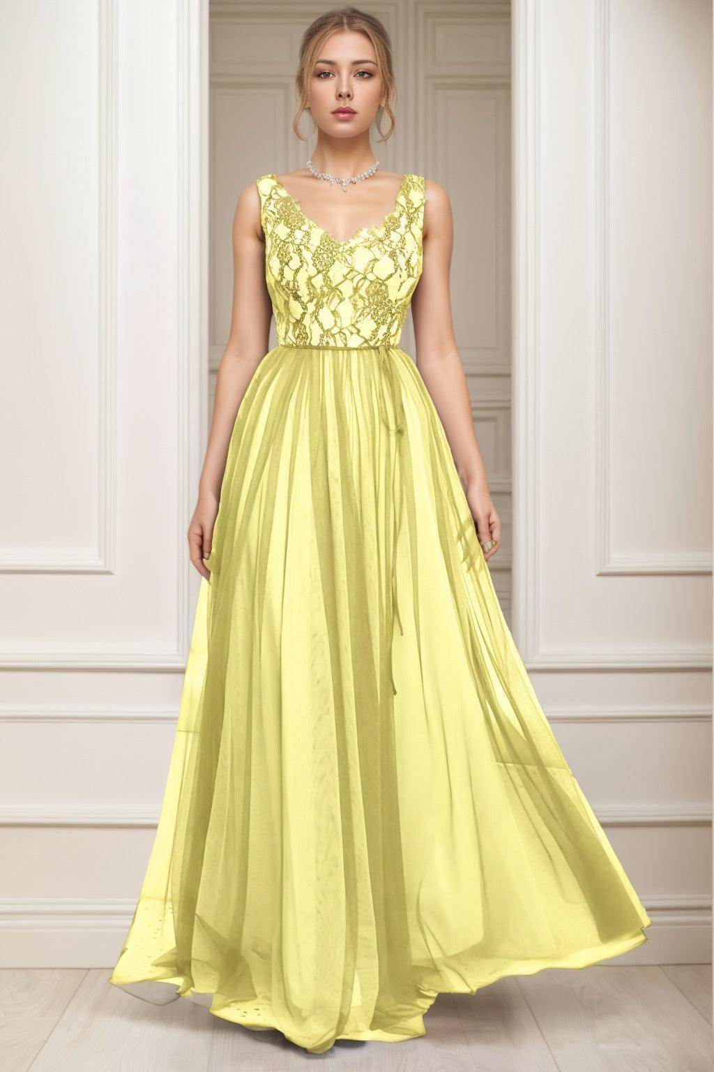 A-Line Sweep-Brush Train Tulle Prom Dress CS0466 - COCOMELODY