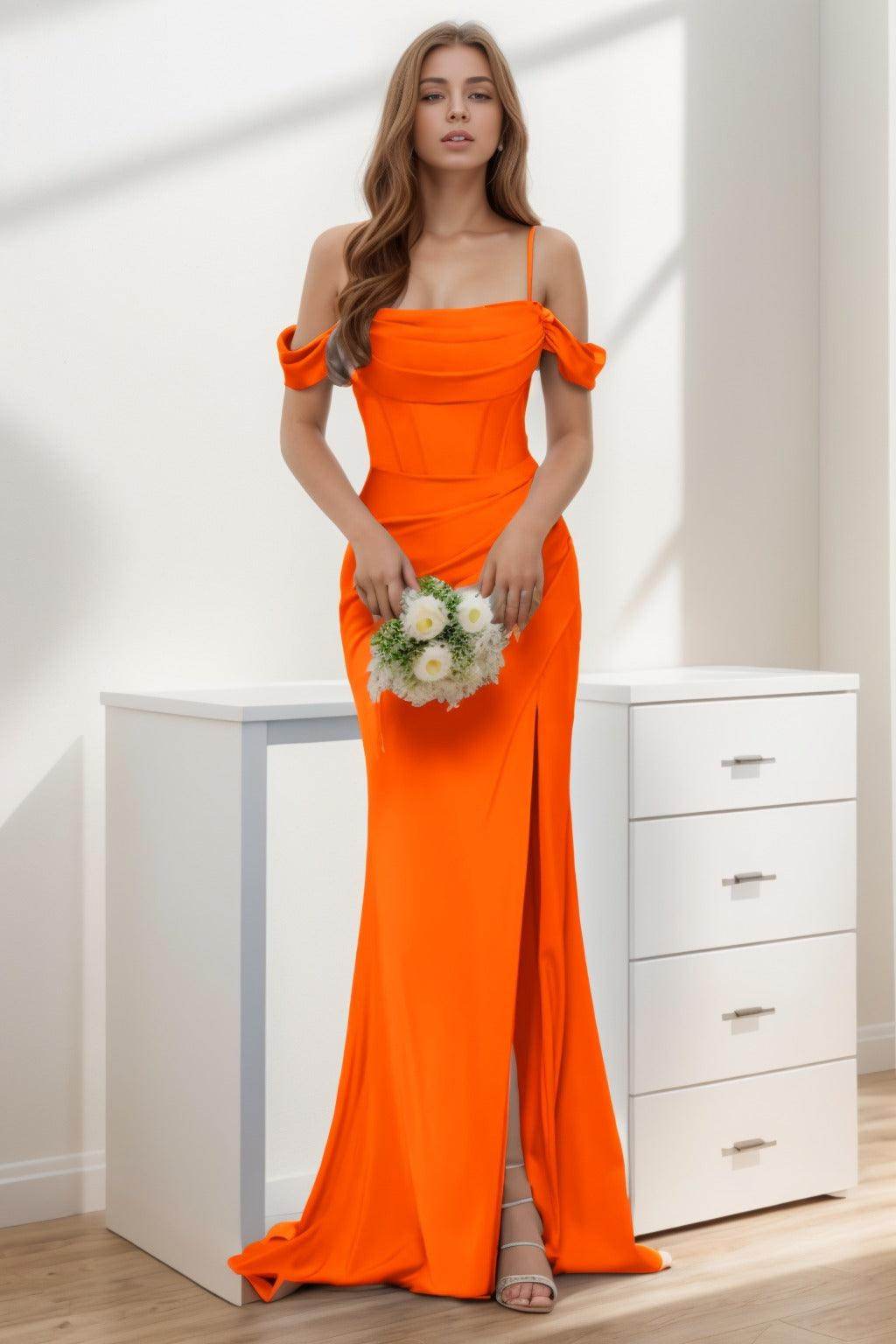 Trumpet-Mermaid Sweep-Brush Train Silk-Like Prom Dress CS0399 - COCOMELODY