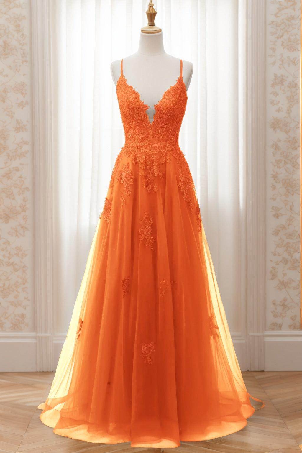 A-Line Sweep-Brush Train Tulle Prom Dress CS0463 - COCOMELODY