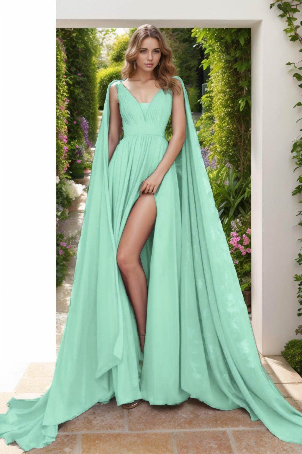 A-Line Floor Length Chiffon Prom Dress CS0454 - COCOMELODY