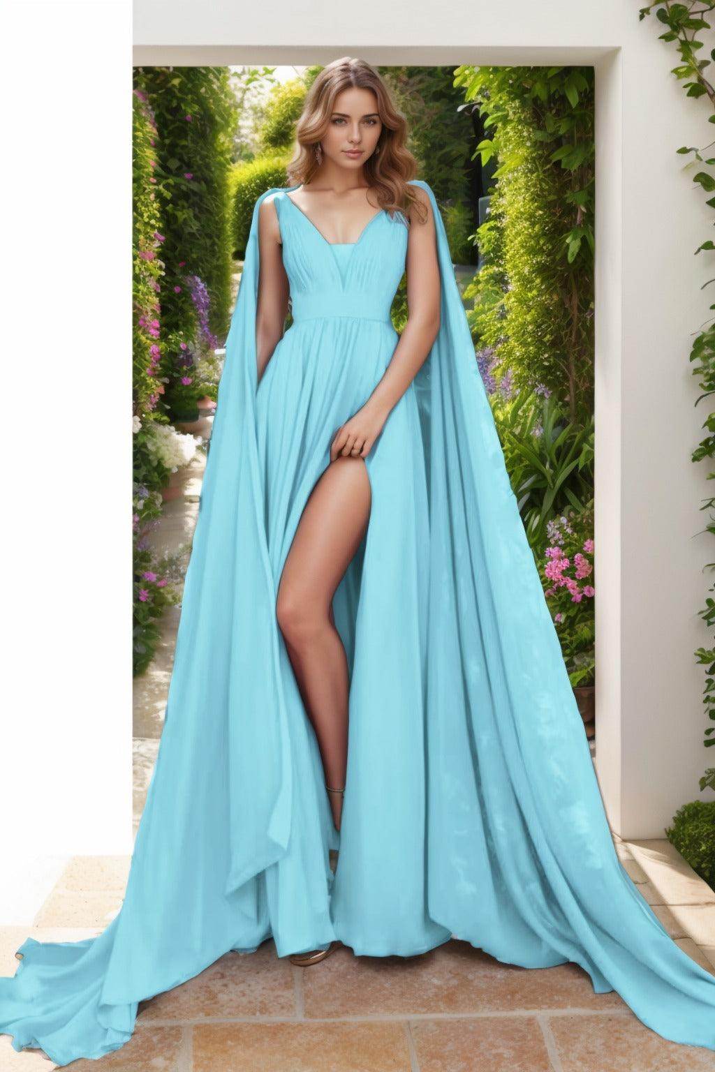 A-Line Floor Length Chiffon Prom Dress CS0454 - COCOMELODY
