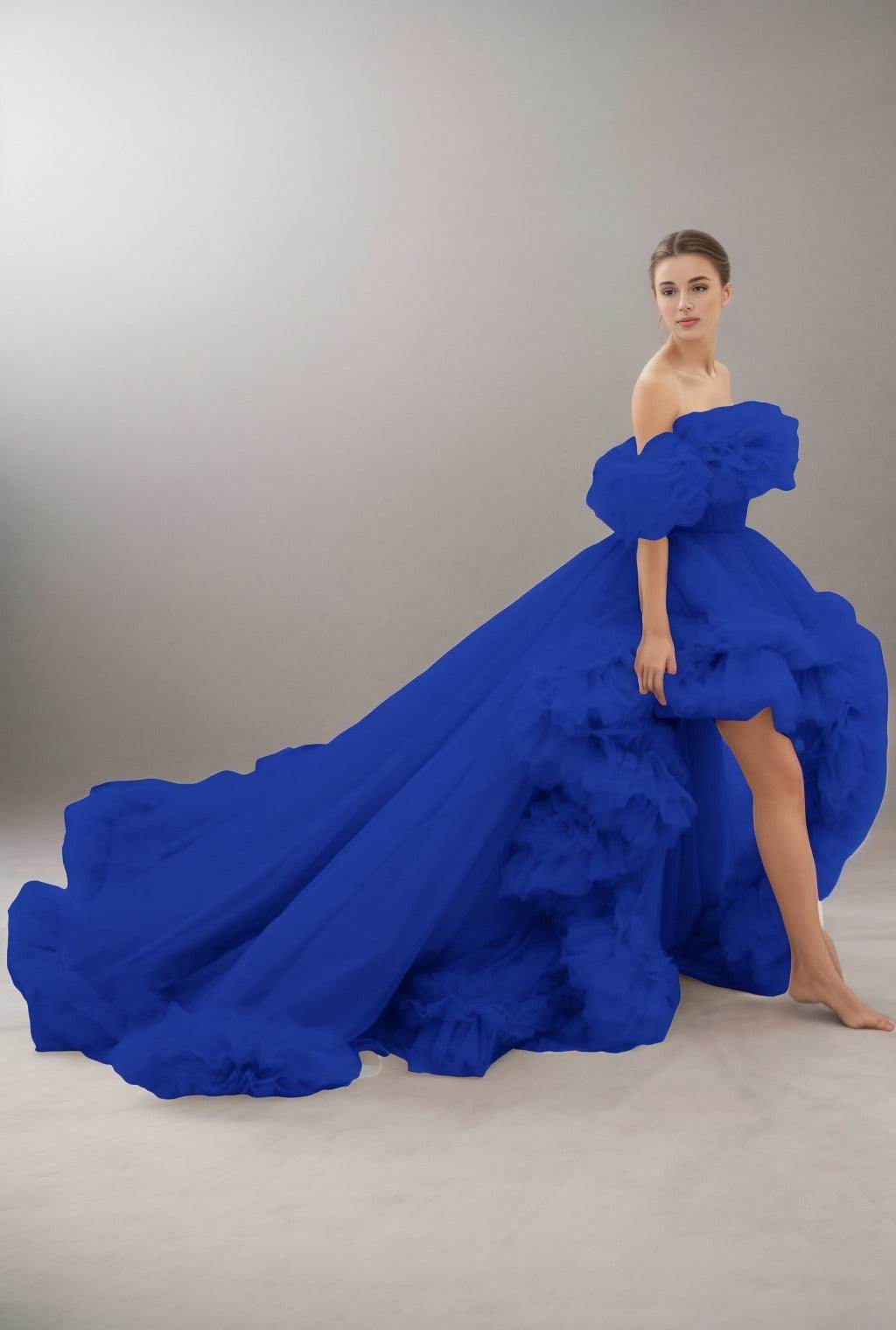 A-Line Court Train Tulle Prom Dress CS0406 - COCOMELODY