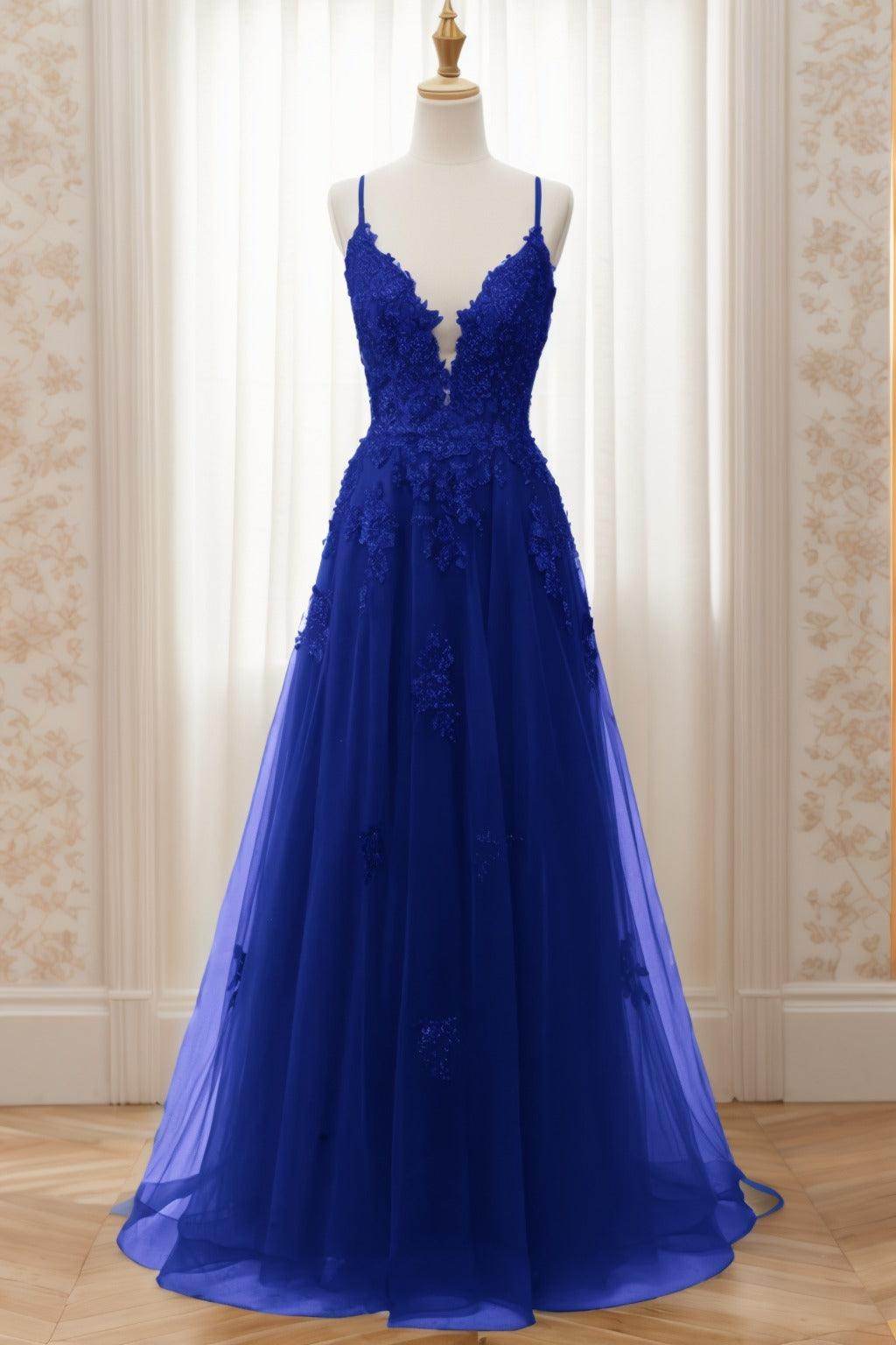 A-Line Sweep-Brush Train Tulle Prom Dress CS0463 - COCOMELODY