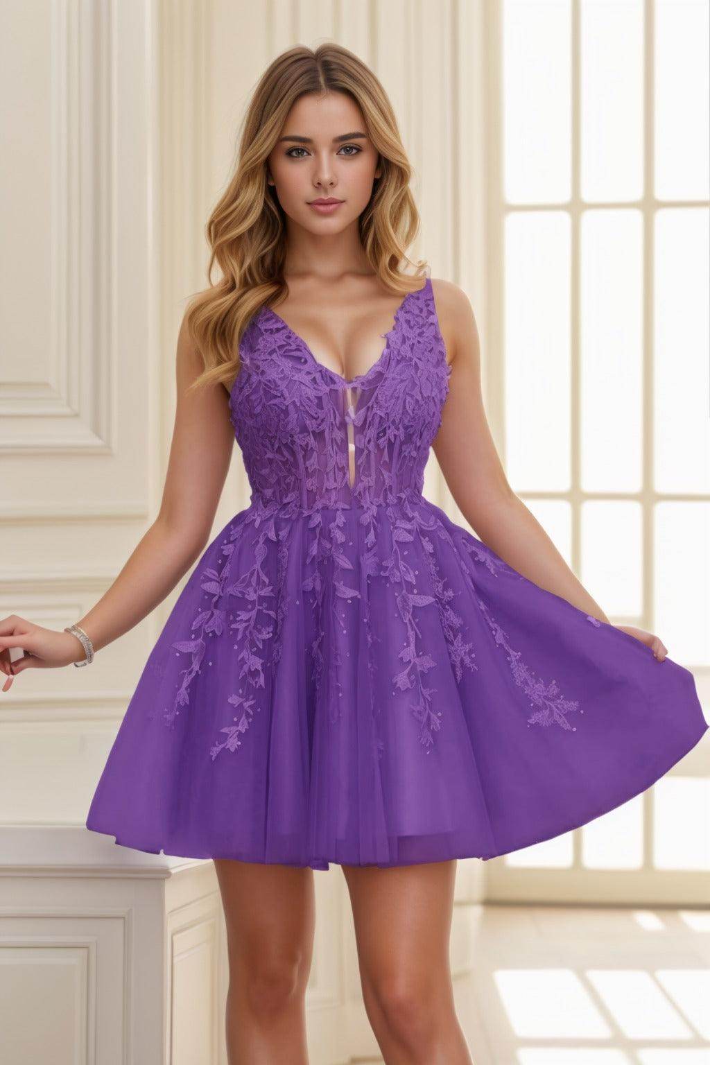 A-line Short-Mini Tulle Prom Dress CS0410 - COCOMELODY