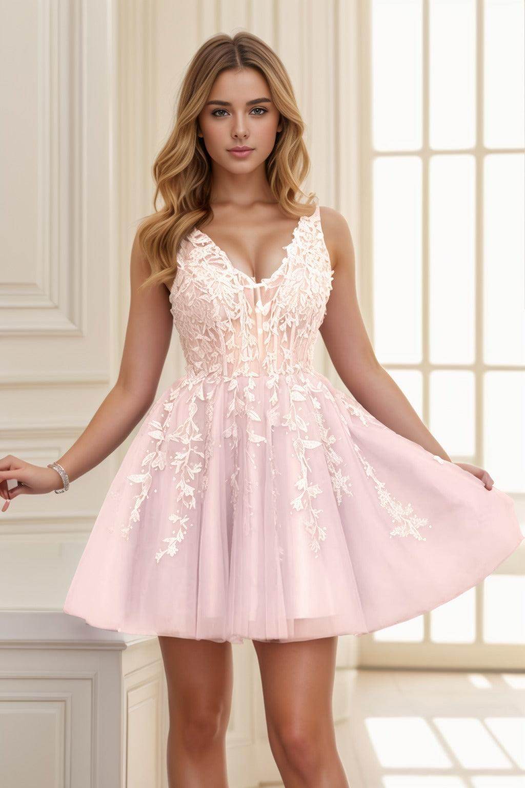 A-line Short-Mini Tulle Prom Dress CS0410 - COCOMELODY
