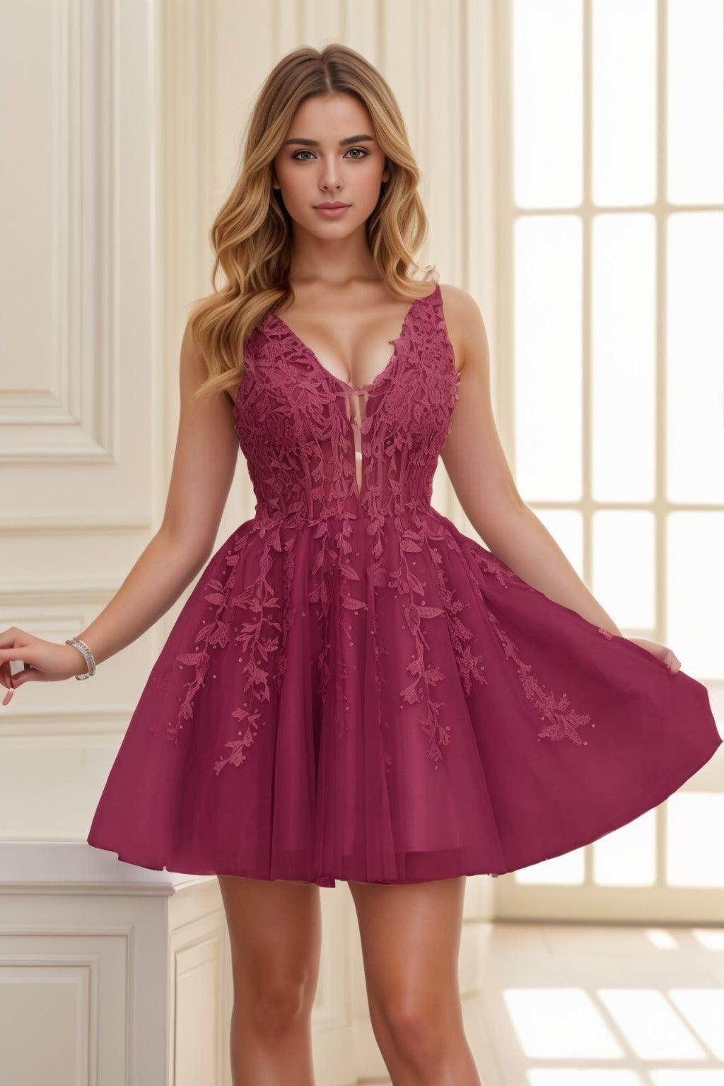 A-line Short-Mini Tulle Prom Dress CS0410 - COCOMELODY