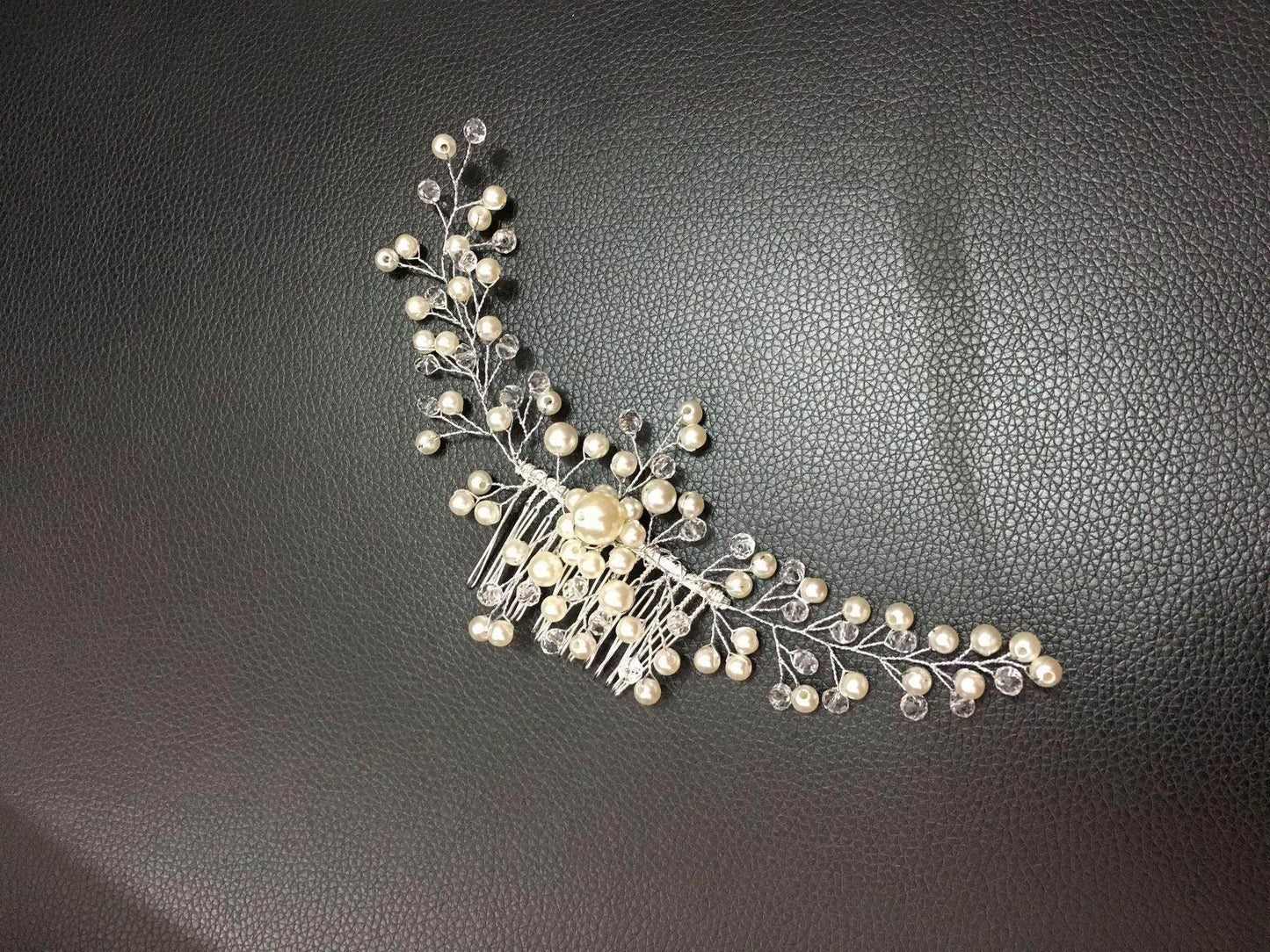 Bridal handmade hair accessories pearl comb 591834062390 - COCOMELODY