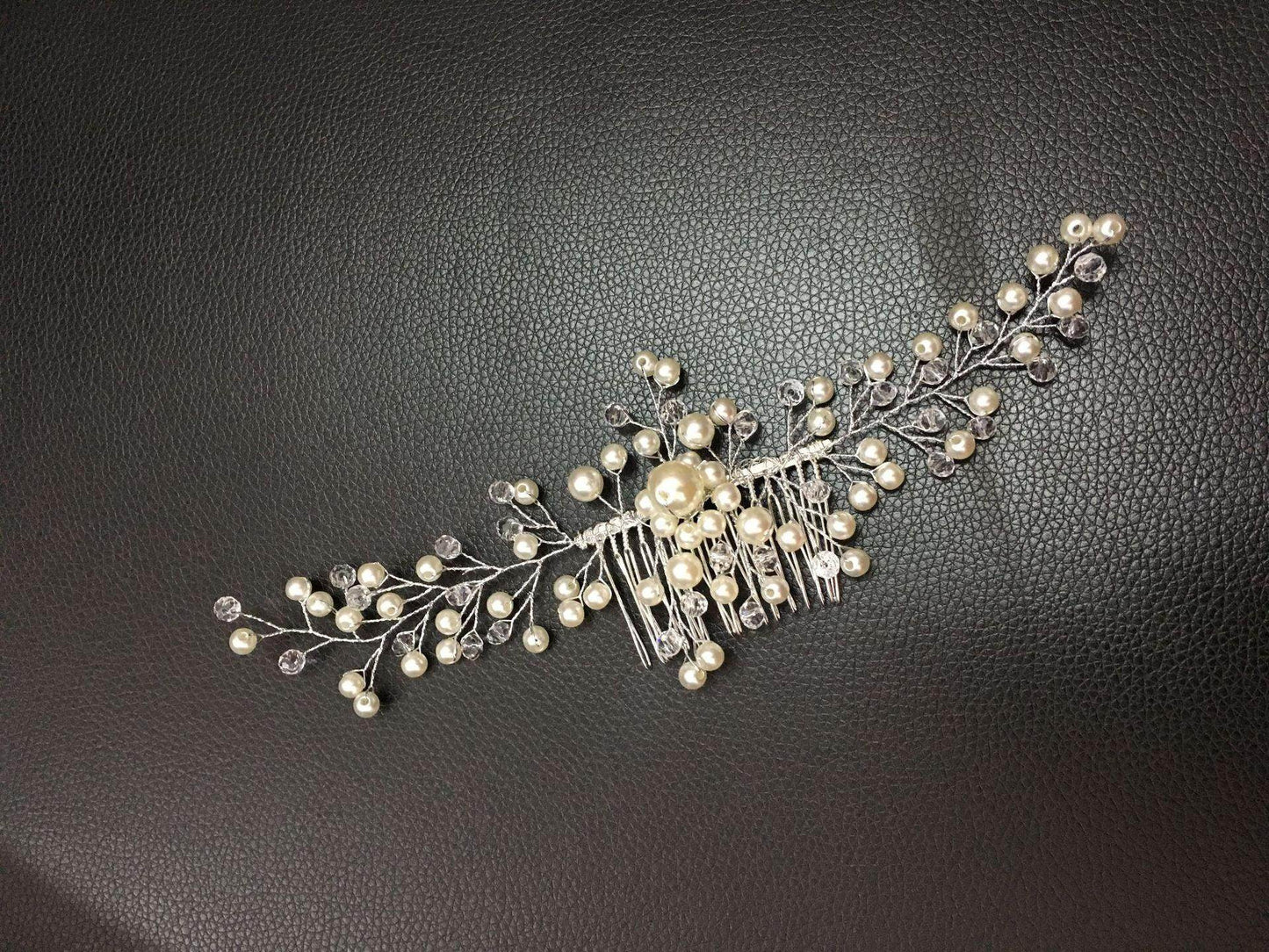 Bridal handmade hair accessories pearl comb 591834062390 - COCOMELODY