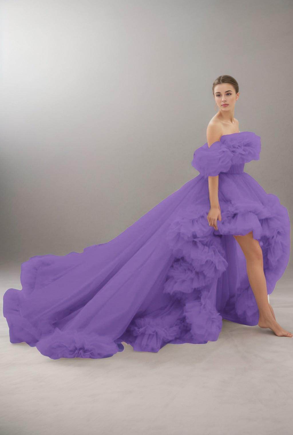A-Line Court Train Tulle Prom Dress CS0406 - COCOMELODY