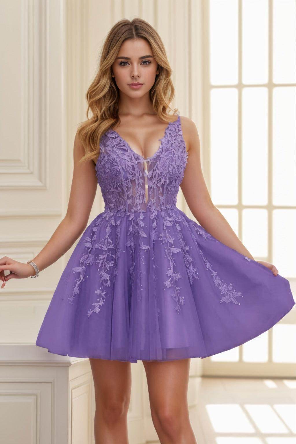 A-line Short-Mini Tulle Prom Dress CS0410 - COCOMELODY