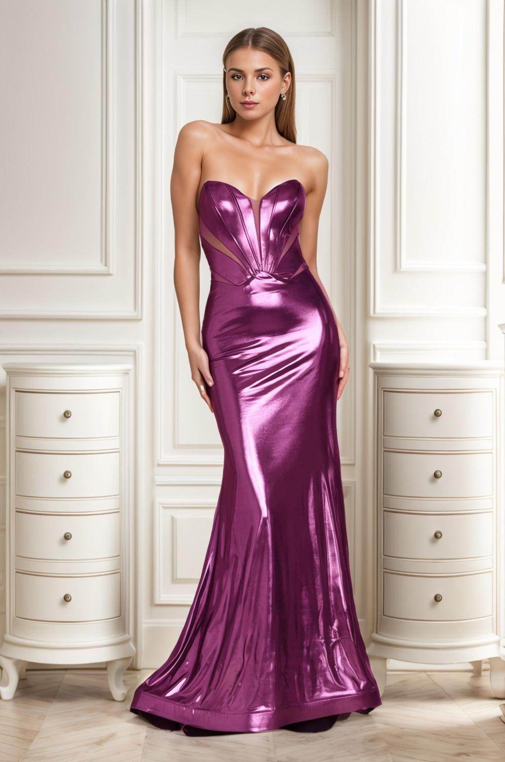 Trumpet-Mermaid Sweep-Brush Train Hot Stamping Cloth Prom Dress CS0478 - COCOMELODY